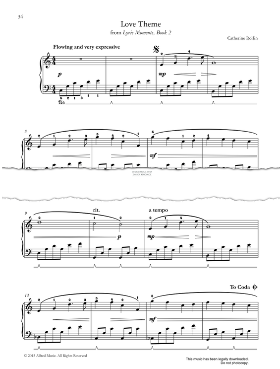 Produktgalerie: Seite 1 von 1 Love Theme (from Lyric Moments, Book 2), Catherine Rollin, Klavier