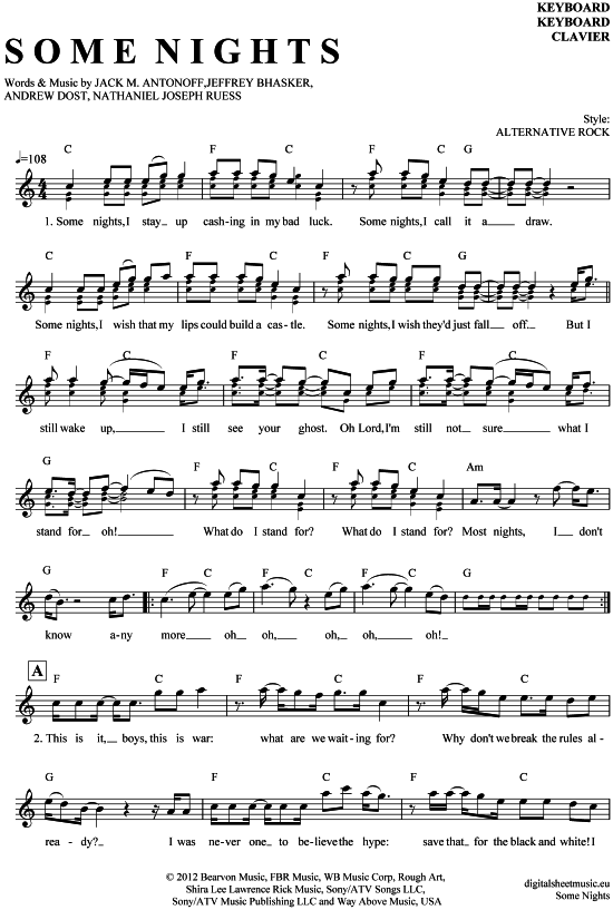 Product gallery: Page 1 of 5 Some nights , Fun, (Keyboard)