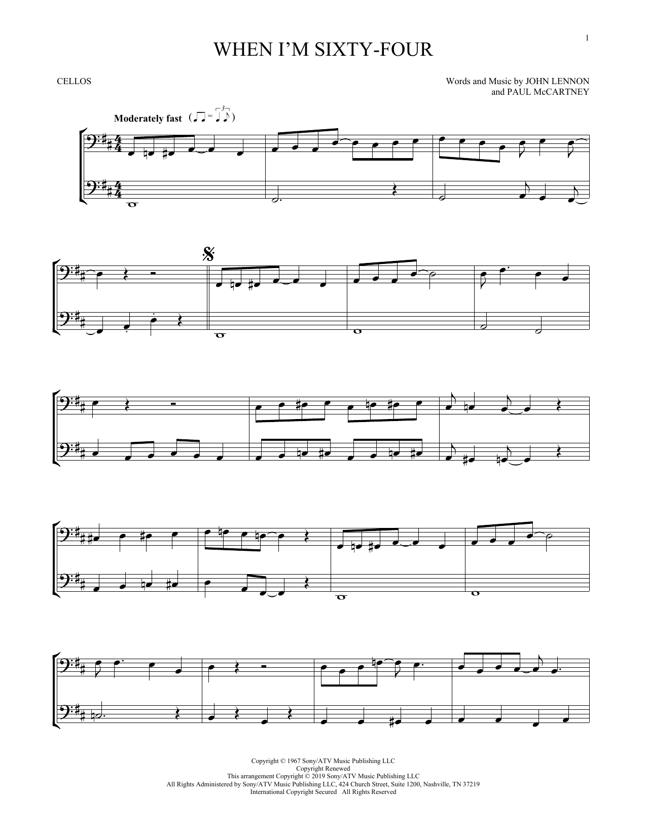 Produktgalerie: Seite 1 von 1 When I'm Sixty-Four, The Beatles, Violoncello