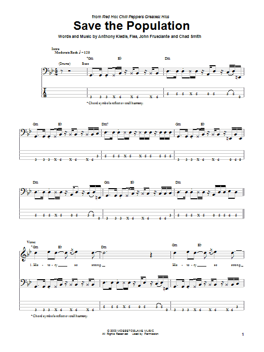 Produktgalerie: Seite 1 von 1 Save The Population, Red Hot Chili Peppers, E-Bass