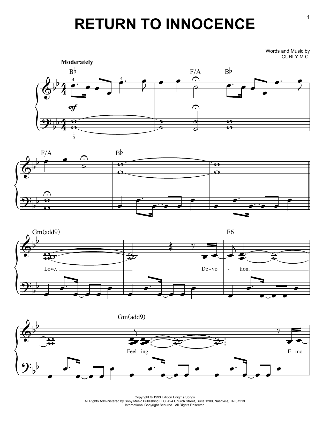 Produktgalerie: Seite 1 von 1 Return To Innocence, Enigma, Klavier