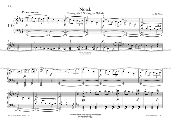 Produktgalerie: Seite 1 von 1 Norsk (Norwegian Melody) Op. 12, Nr. 6., Edvard Grieg, Klavier