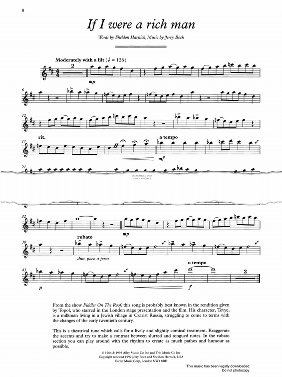 Product gallery: Page 1 of 1 If I Were A Rich Man (from 'Fiddler On The Roof'), Jerry Bock