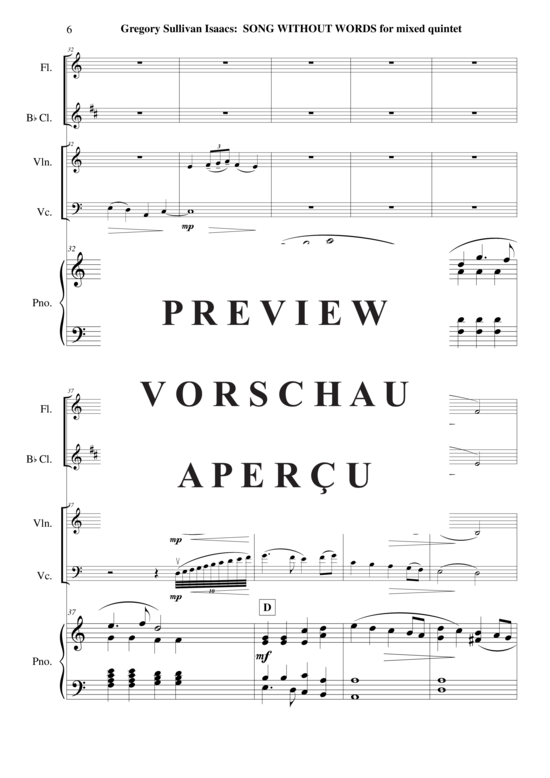 Product gallery: Page 7 of 21 Song Without Words , , (flute, clarinet in Bb, violin, cello + piano)