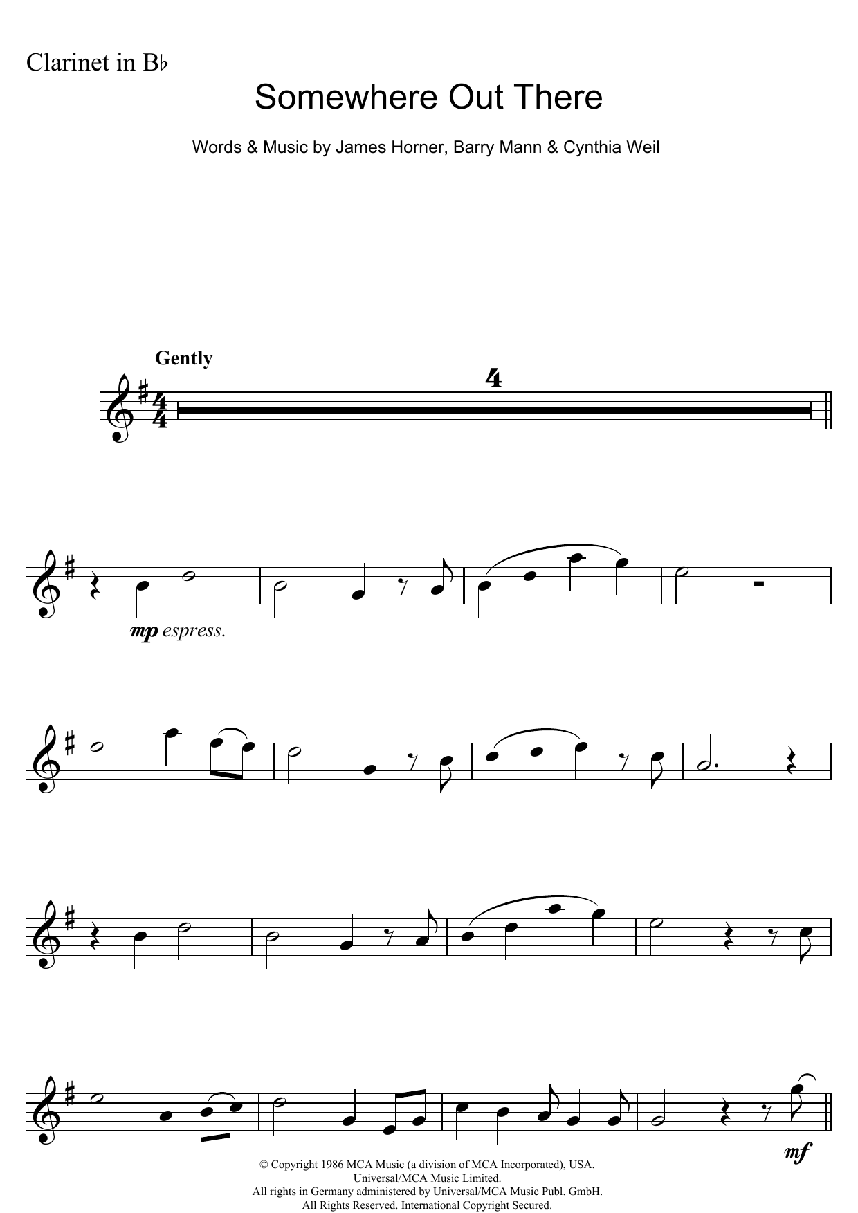Product gallery: Page 1 of 1 Somewhere Out There (from An American Tail), James Horner