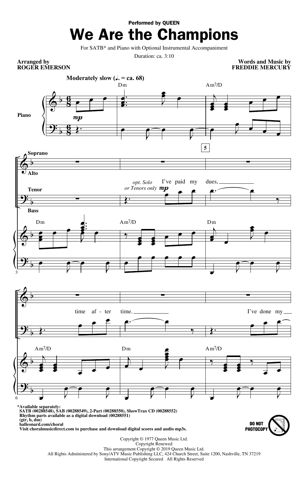 Product picture to: We Are The Champions (arr. Roger Emerson)