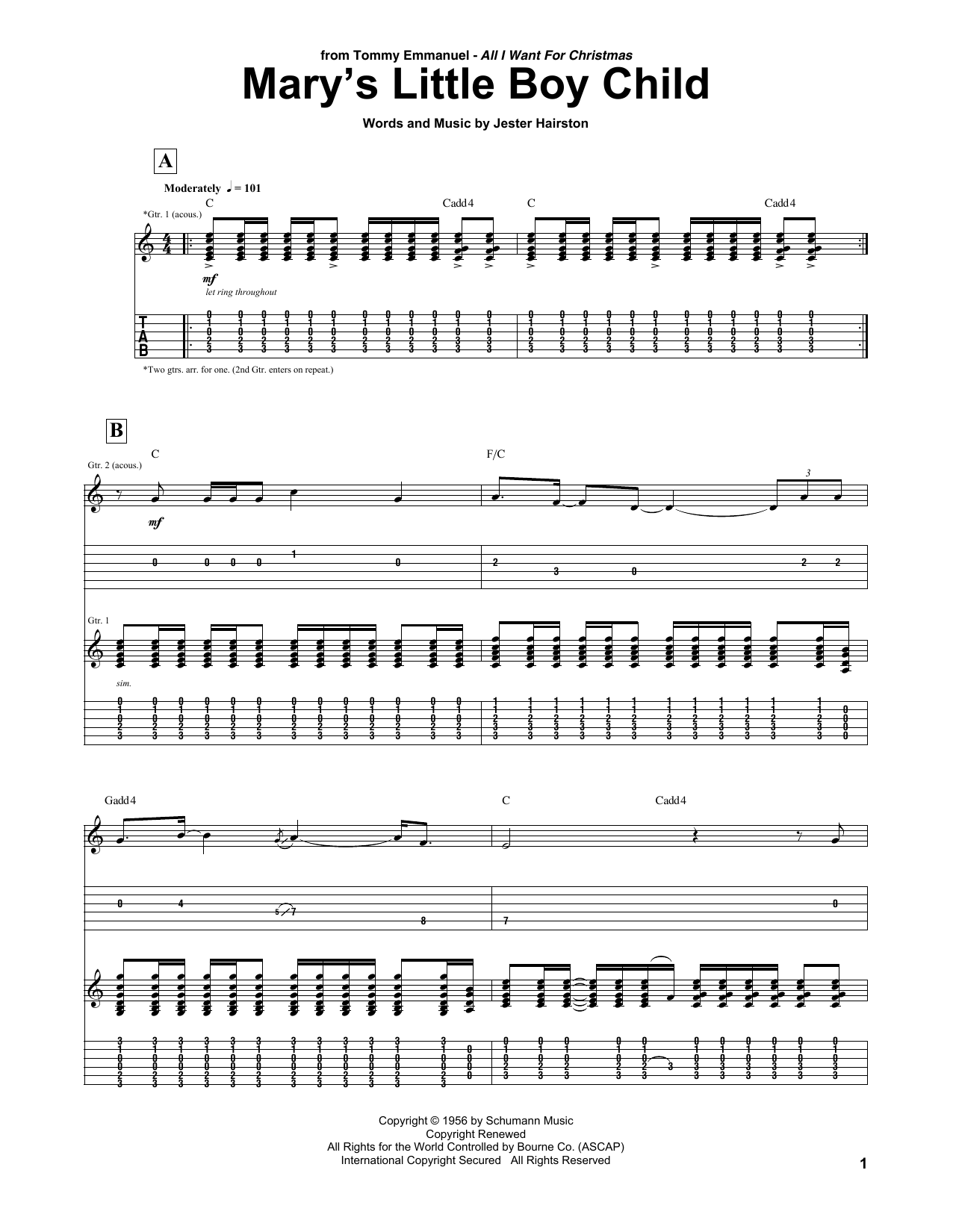 Product gallery: Page 1 of 1 Mary's Little Boy Child, Tommy Emmanuel