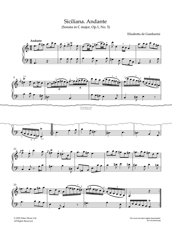 Produktgalerie: Seite 1 von 1 Siciliana. Andante (Sonata in C major, Op. 1 No. 5), Elisabetta de Gambarini, Klavier