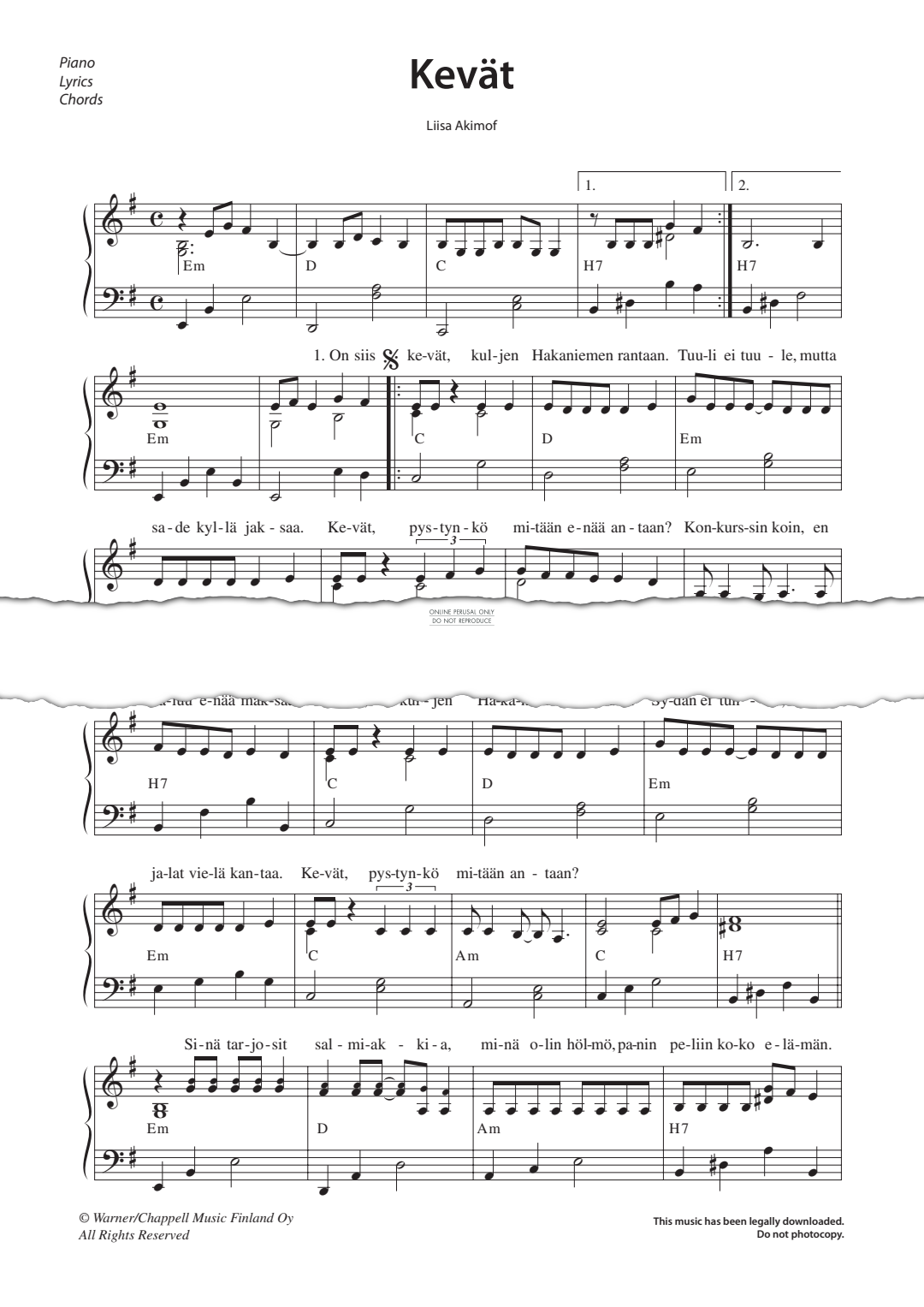 Produktgalerie: Seite 1 von 1 Kevät, Tavaramarkkinat, Gesang, Gitarre, Klavier