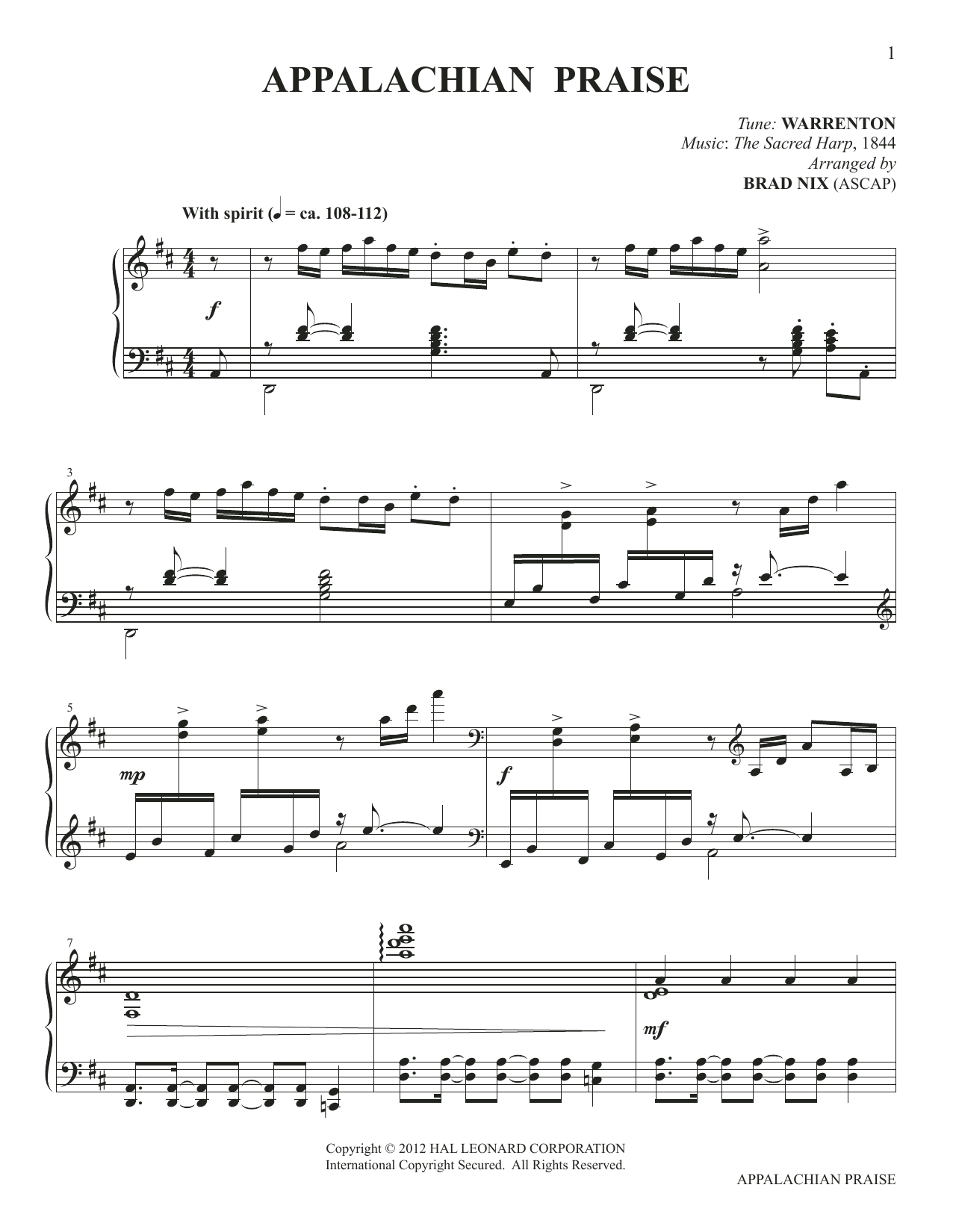 Produktbild zu: Appalachian Praise (arr. Brad Nix)