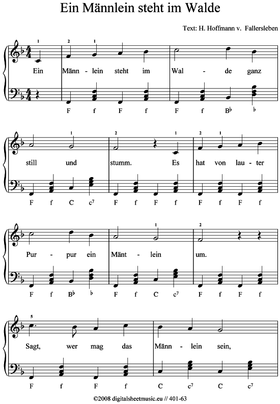 Product picture to: Ein Männlein steht im Walde Traditional, Kinderlied