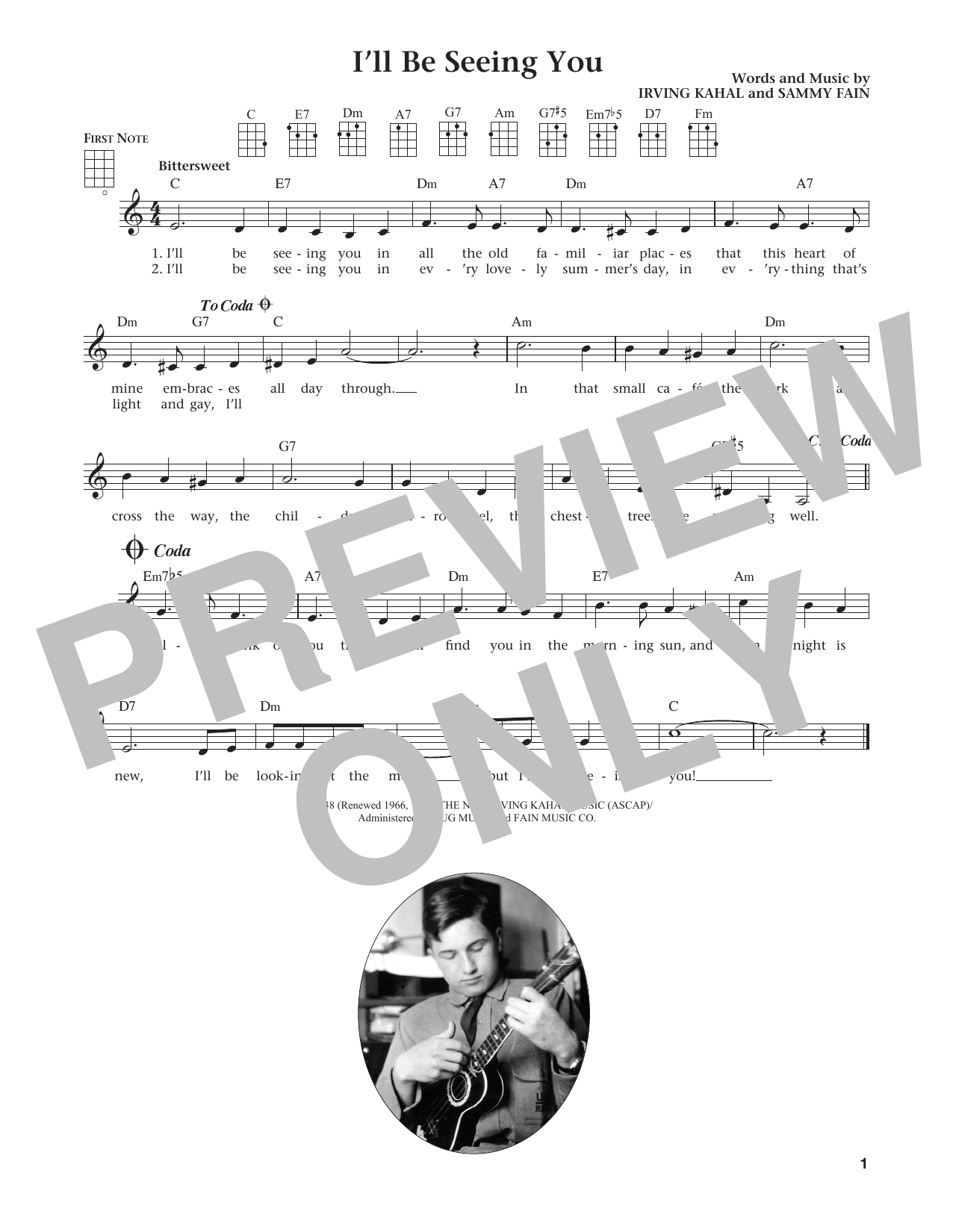 Product gallery: Page 1 of 1 I'll Be Seeing You (from The Daily Ukulele) (arr. Liz and Jim Beloff), Irving Kahal