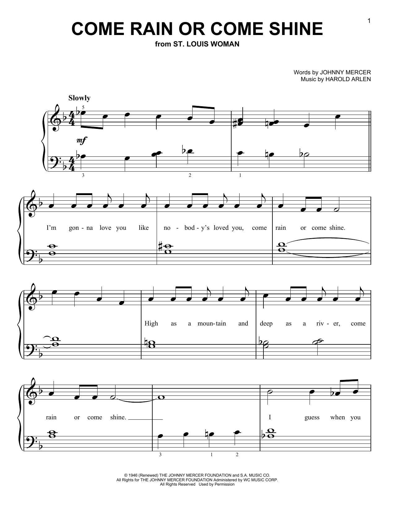 Produktgalerie: Seite 1 von 1 Come Rain Or Come Shine, Harold Arlen, Klavier