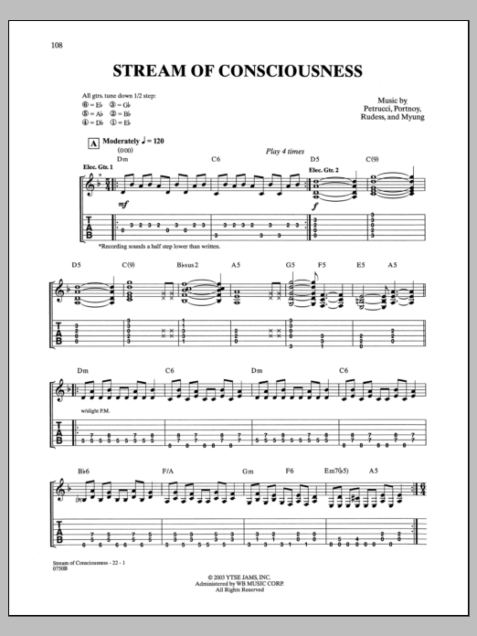 Produktgalerie: Seite 1 von 1 Stream Of Consciousness, Dream Theater, Gitarre