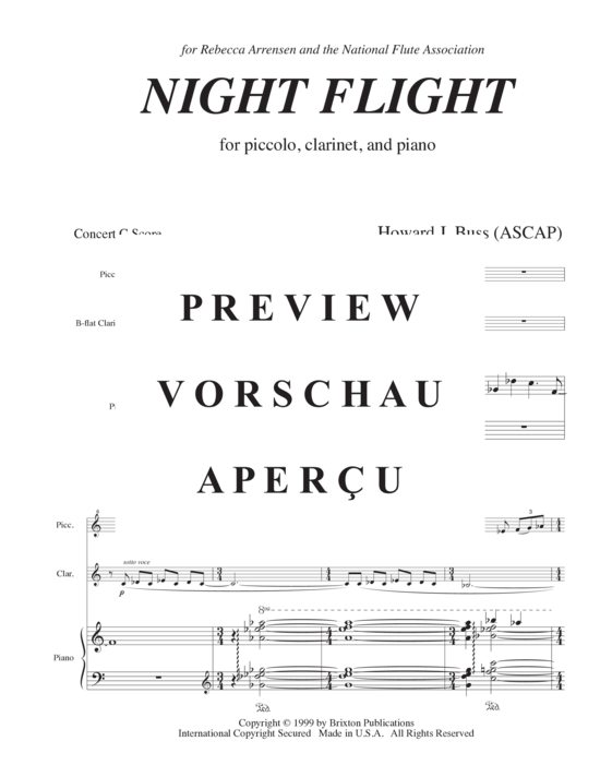 Product gallery: Page 4 of 21 Night Flight , , (piccolo, clarinet and piano)
