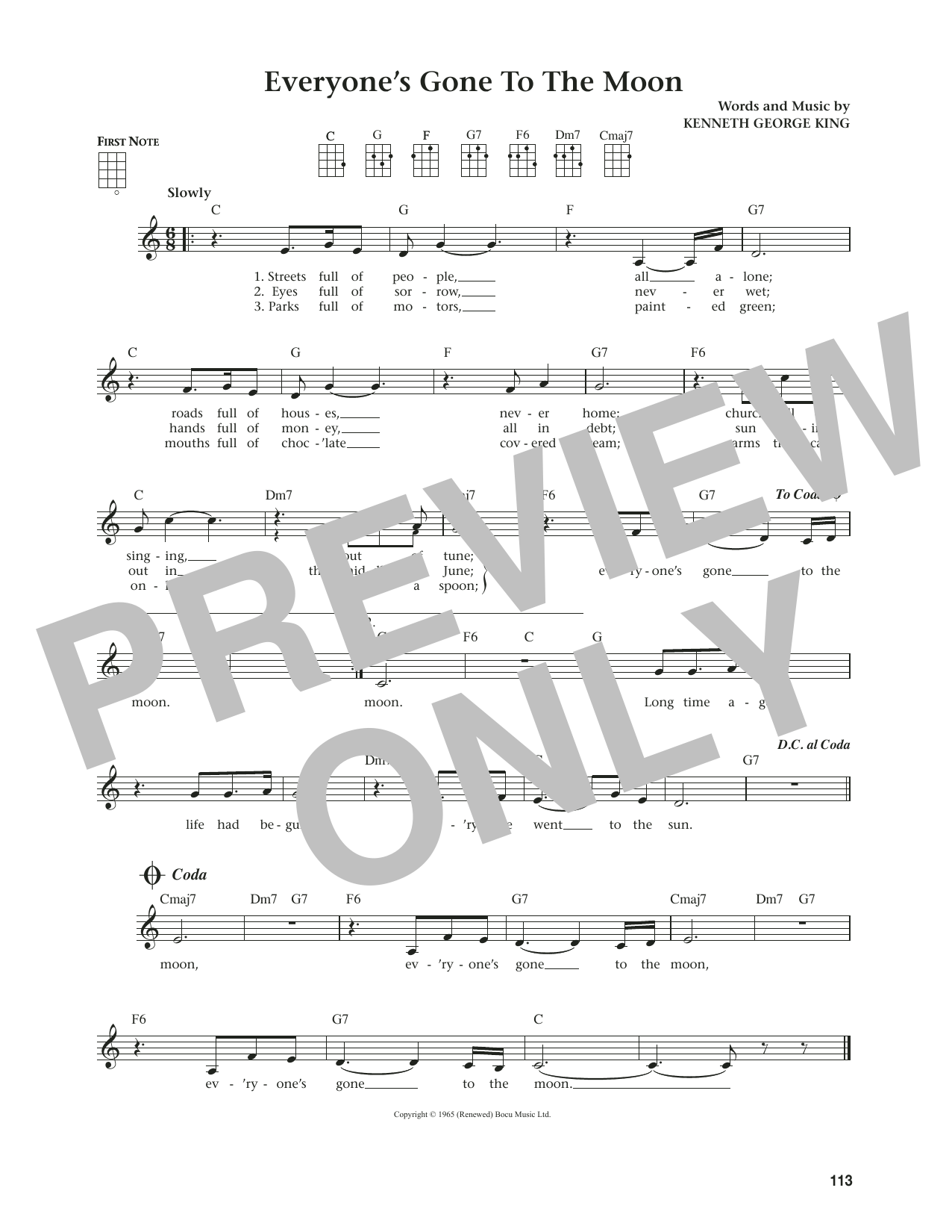Product gallery: Page 1 of 1 Everyone's Gone To The Moon (from The Daily Ukulele) (arr. Jim Beloff), Jonathan King