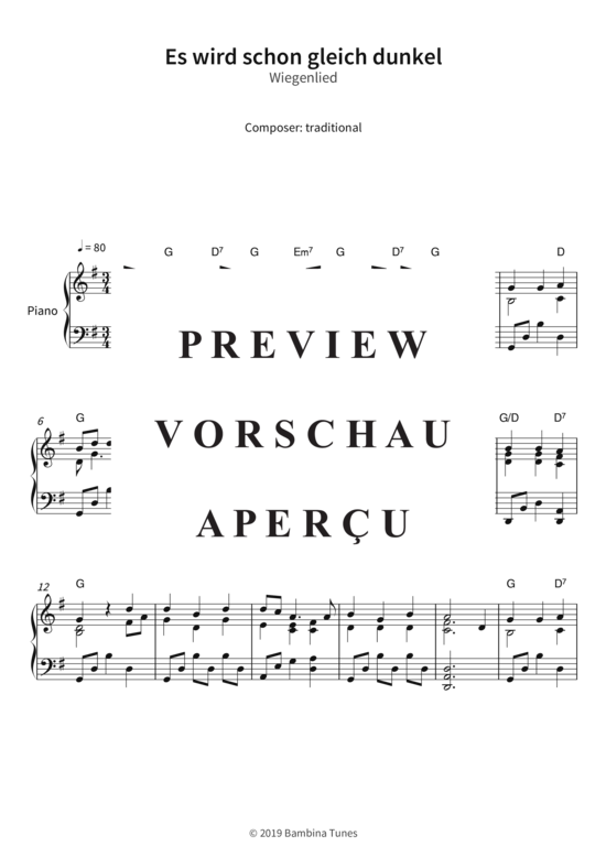 Product picture to: Es wird schon gleich dunkel - Wiegenlied traditional