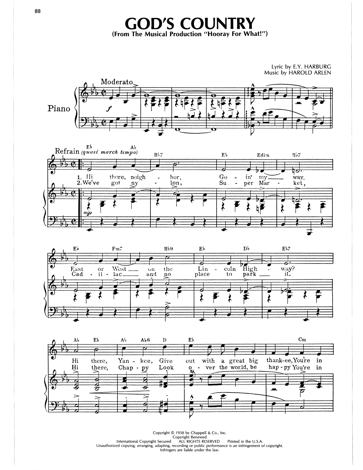 Produktgalerie: Seite 1 von 1 God's Country, Harold Arlen, Gesang, Gitarre, Klavier