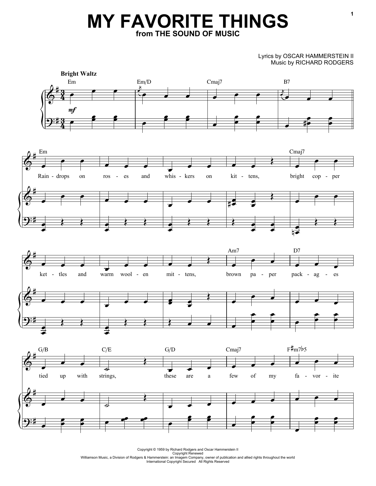 Product gallery: Page 1 of 1 My Favorite Things (from The Sound of Music), Rodgers & Hammerstein