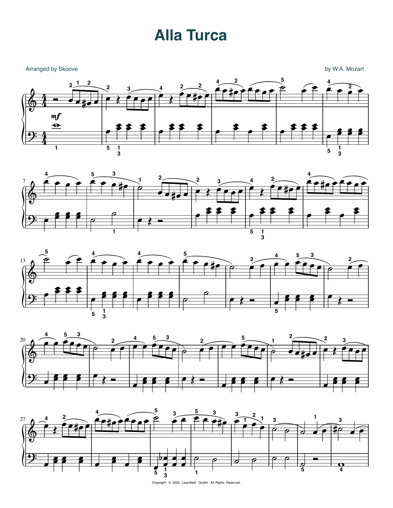 Product picture to: Alla Turca (arr. Skoove)