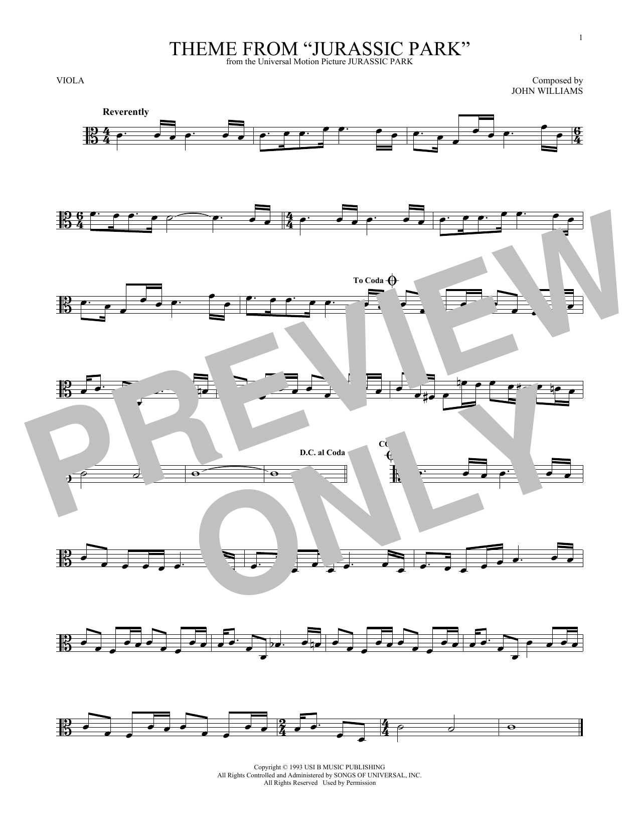 Product gallery: Page 1 of 1 Theme From Jurassic Park, John Williams
