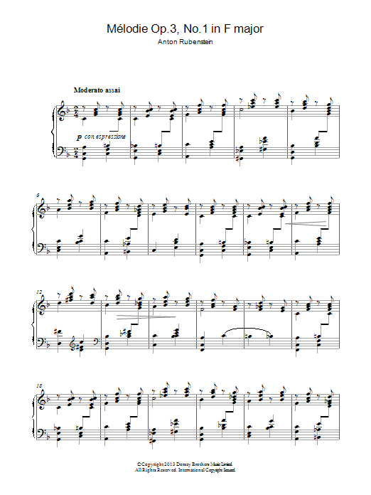 Produktbild zu:  Melodie In F Major Op.3 No.1 - Anton Rubenstein