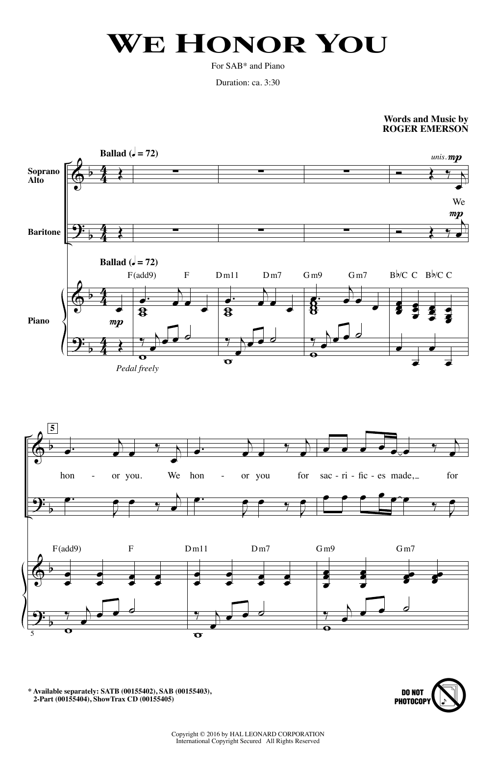 Produktgalerie: Seite 1 von 1 We Honor You, Roger Emerson, Chor