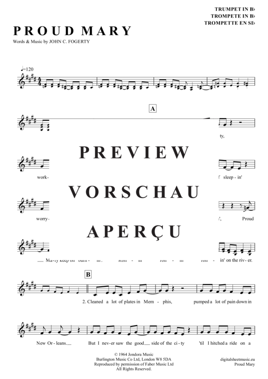 gallery: Proud Mary , Creedence Clearwater Revival, Trompete in B