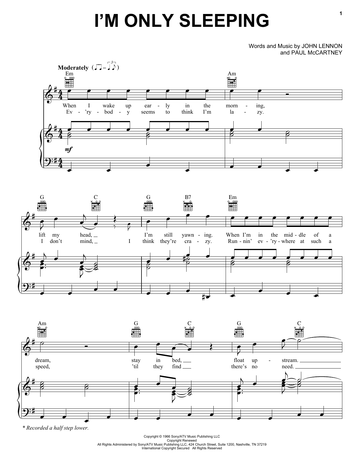 Produktgalerie: Seite 1 von 1 I'm Only Sleeping, The Beatles, Gesang, Gitarre, Klavier