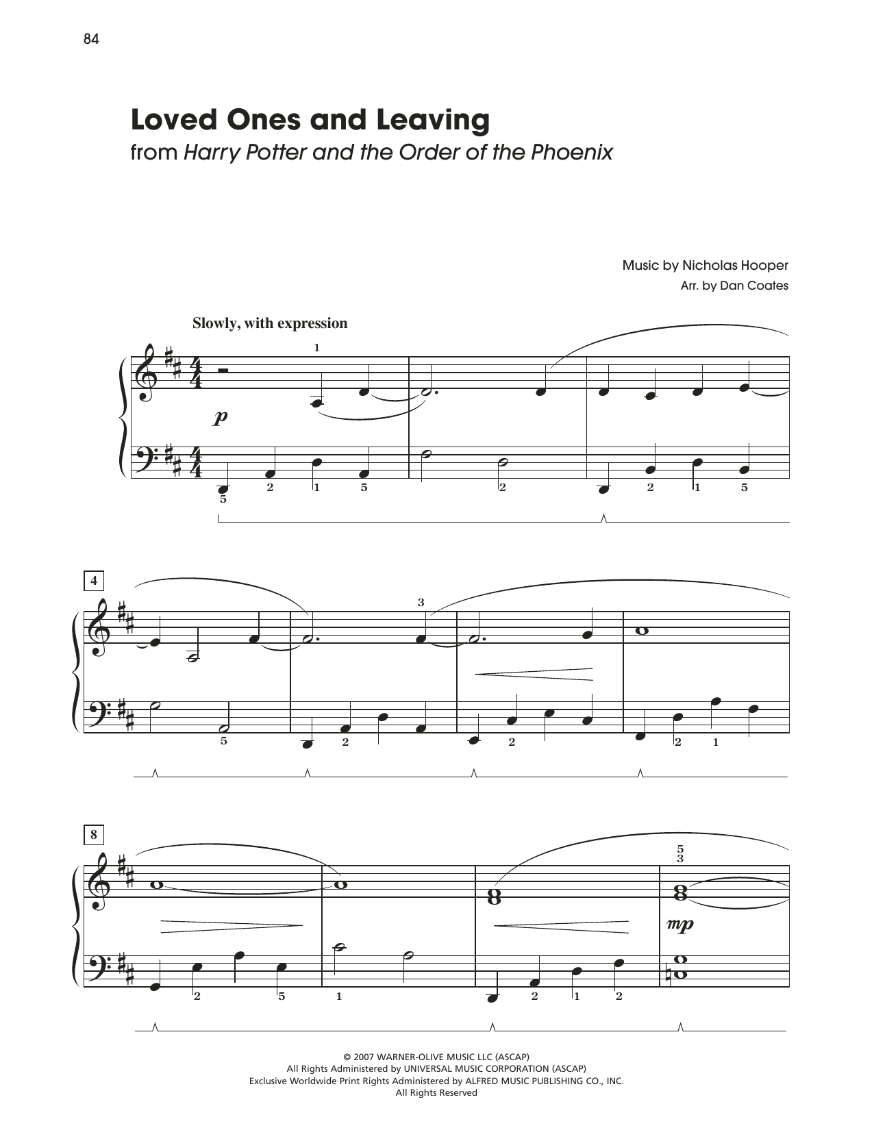 Product picture to: Loved Ones And Leaving (from Harry Potter) (arr. Dan Coates)