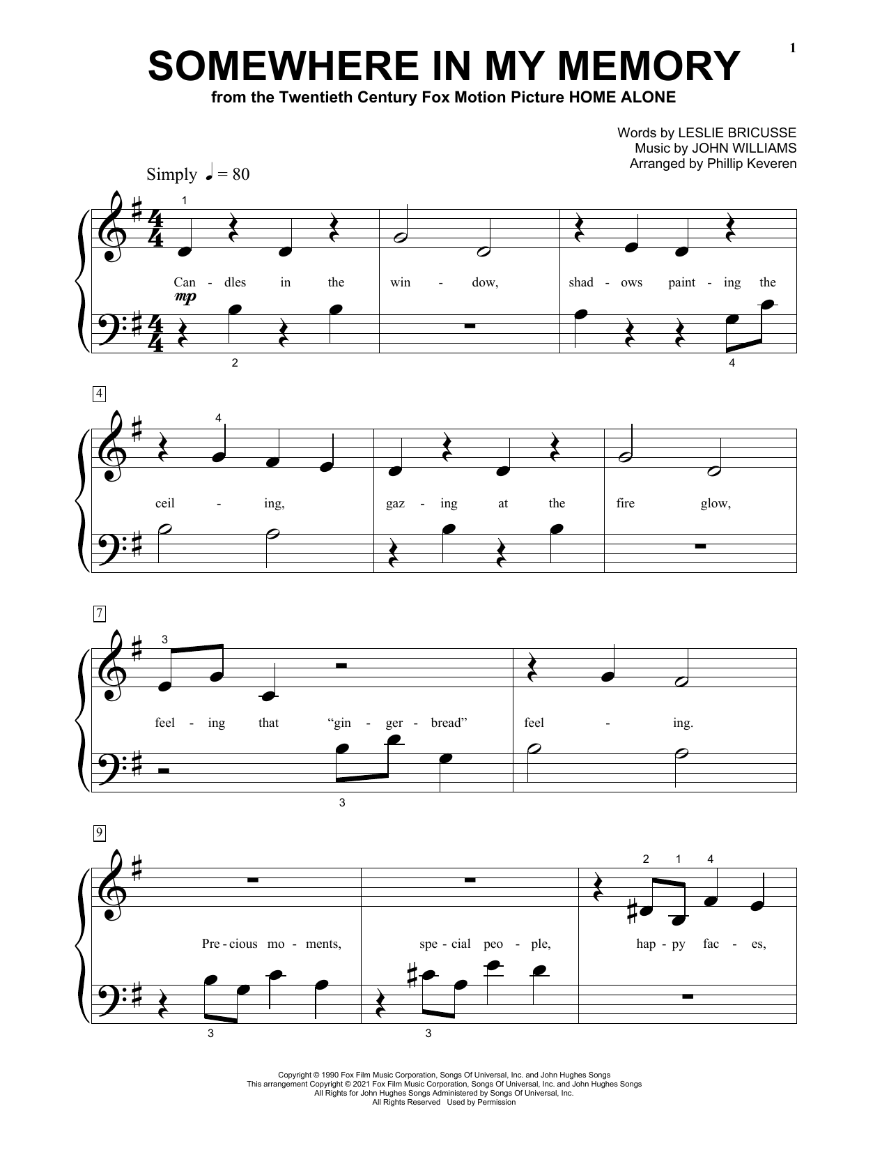 Produktgalerie: Seite 1 von 1 Somewhere In My Memory (from Home Alone) (arr. Phillip Keveren), John Williams, Klavier