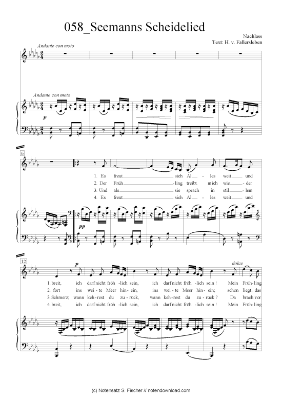 Product picture to: Seemanns Scheidelied Felix Mendelssohn Bartholdy (1809-1947)