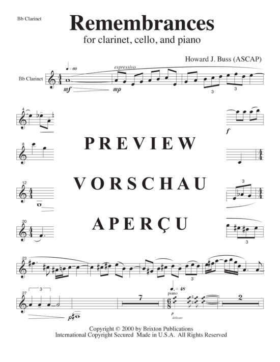 Product gallery: Page 20 of 21 Remembrances , , (clarinet, cello and piano)