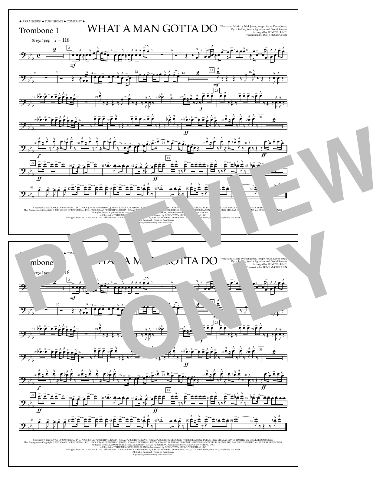 Product picture to: What a Man Gotta Do (arr. Tom Wallace) - Trombone 1