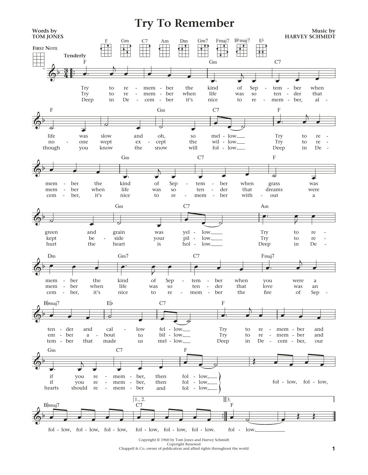 Product gallery: Page 1 of 1 Try To Remember (from The Daily Ukulele) (arr. Liz and Jim Beloff), Tom Jones