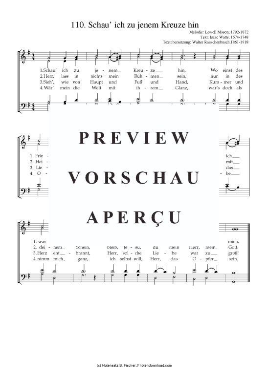 Product picture to: Schau ich zu jenem Kreuze hin  Lowell Mason, 1792-1872 / Isaac Watts, 1674-1748
