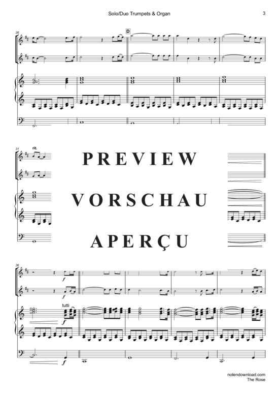 gallery: The Rose, , (1-2 Trompeten in B + Orgel)(Fassung in D-Dur)