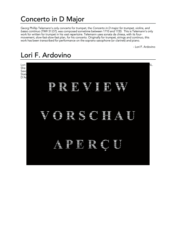 Product gallery: Page 4 of 11 Concerto in D Major, , (soprano saxophone and piano)