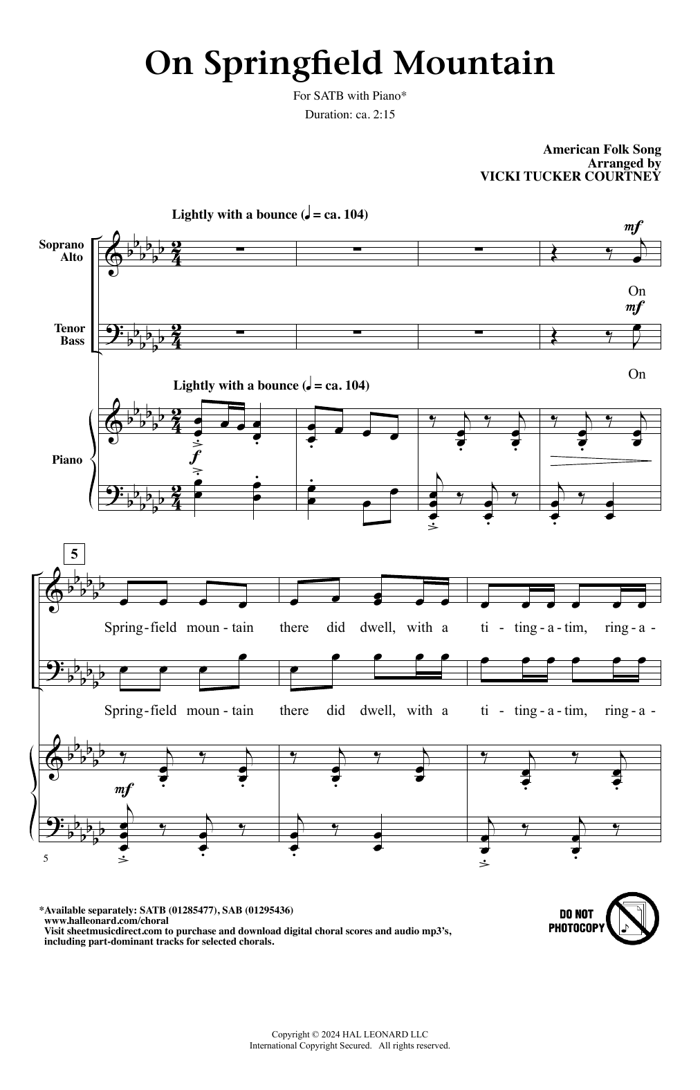 Produktbild zu: On Springfield Mountain (arr. Vicki Tucker Courtney)