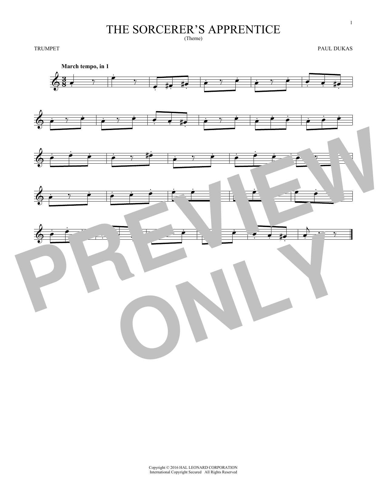 Produktgalerie: Seite 1 von 1 The Sorcerer's Apprentice, Paul Dukas, Trompete