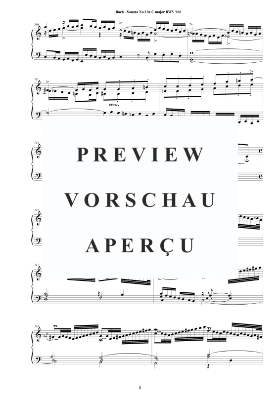 Produktgalerie: Seite 9 von 11 Sonate Nr. 3 in C-Dur BWV 966 - nach Johann Adam Reincken, , Cembalo/Klavier Solo