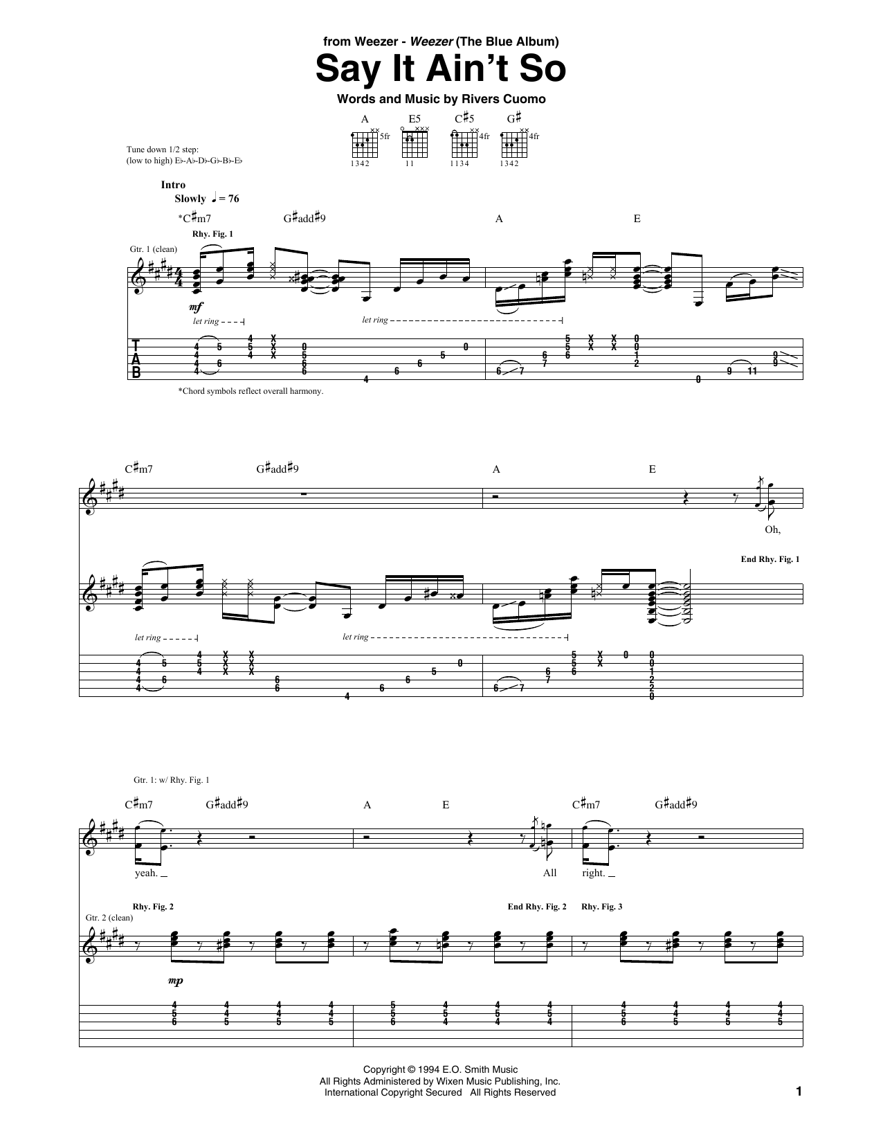 Produktgalerie: Seite 1 von 1 Say It Ain't So, Weezer, Gitarre