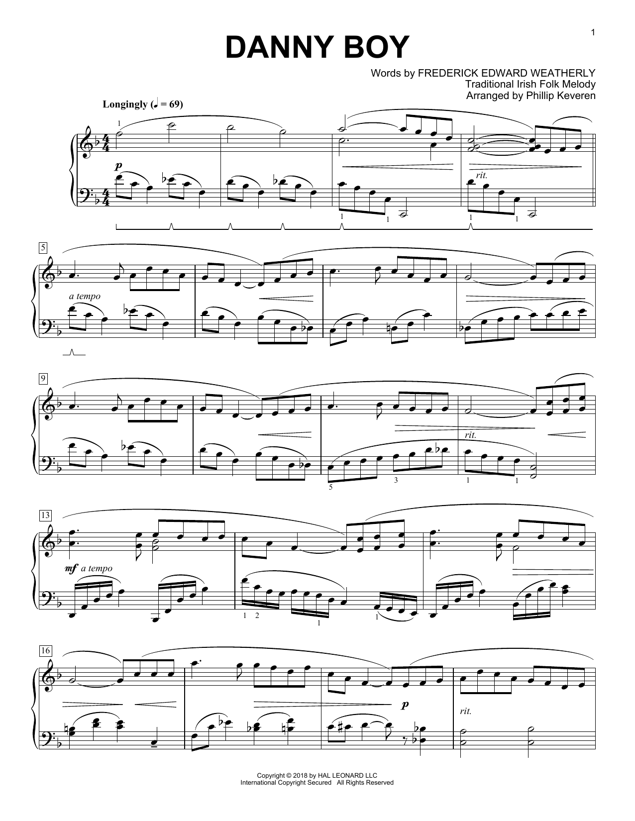 Product picture to: Danny Boy [Classical version] (arr. Phillip Keveren)
