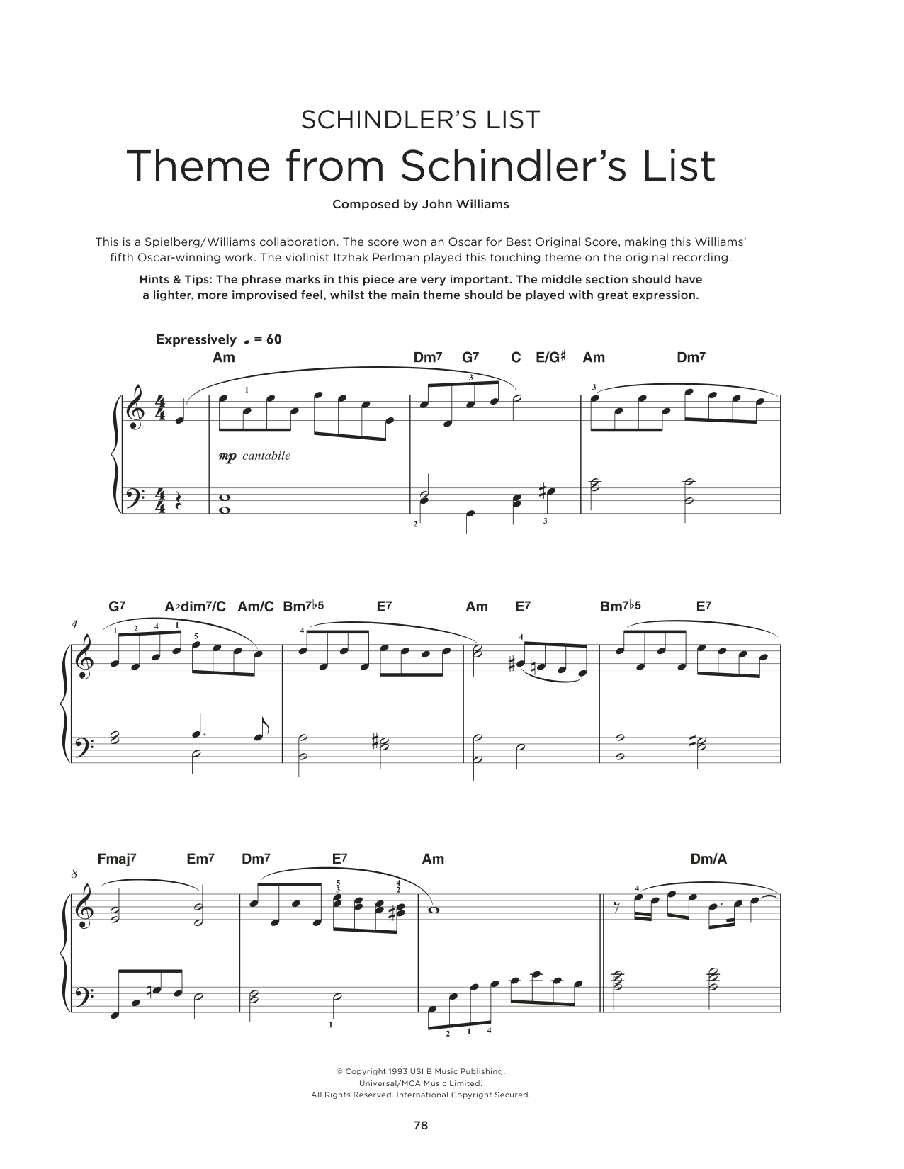 Product picture to: Theme From "Schindler's List"