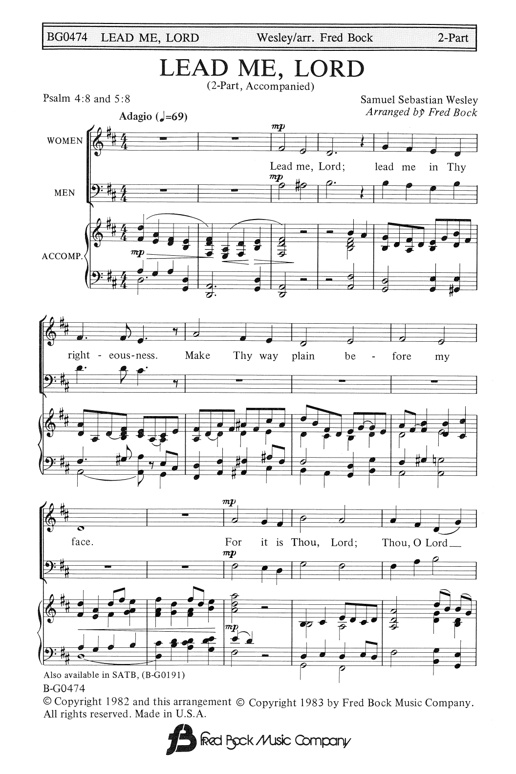 Produktbild zu: Lead Me, Lord (arr. Fred Bock)