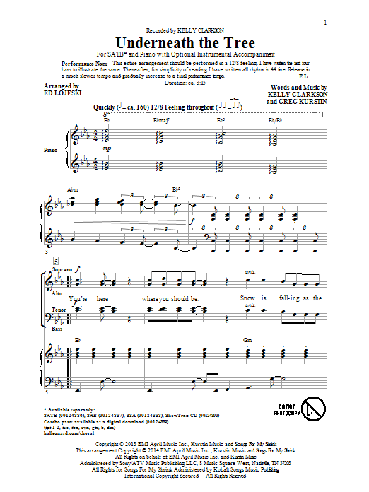 Produktbild zu: Underneath The Tree (arr. Ed Lojeski)