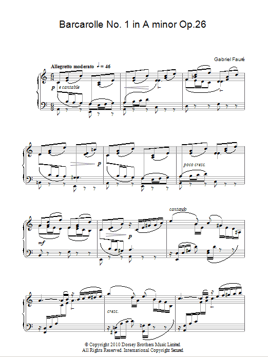 Product gallery: Page 1 of 1 Barcarolle No. 1 In A Minor, Op. 26, Gabriel Faure
