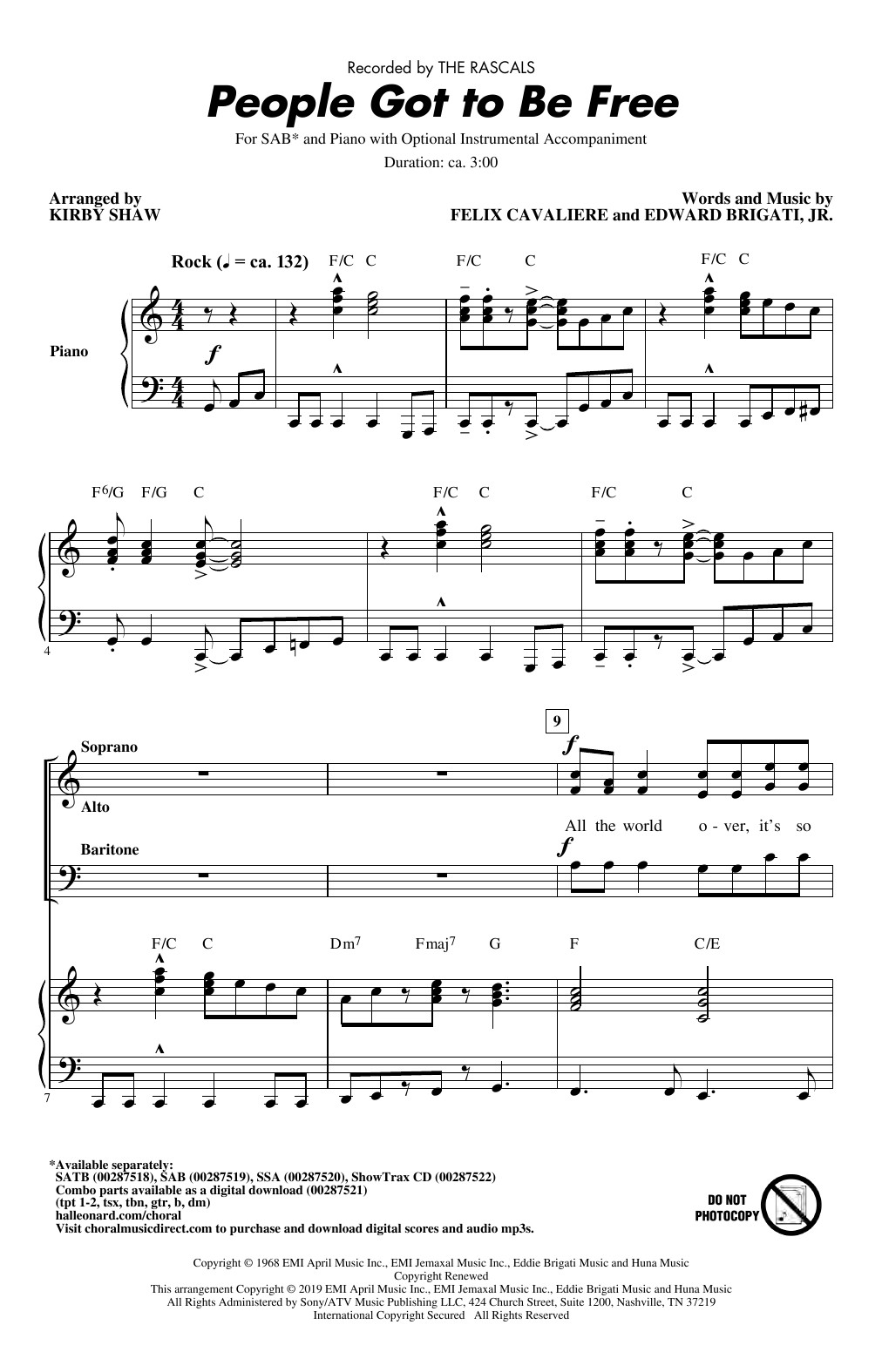 Produktgalerie: Seite 1 von 1 People Got To Be Free (arr. Kirby Shaw), The Rascals, Chor