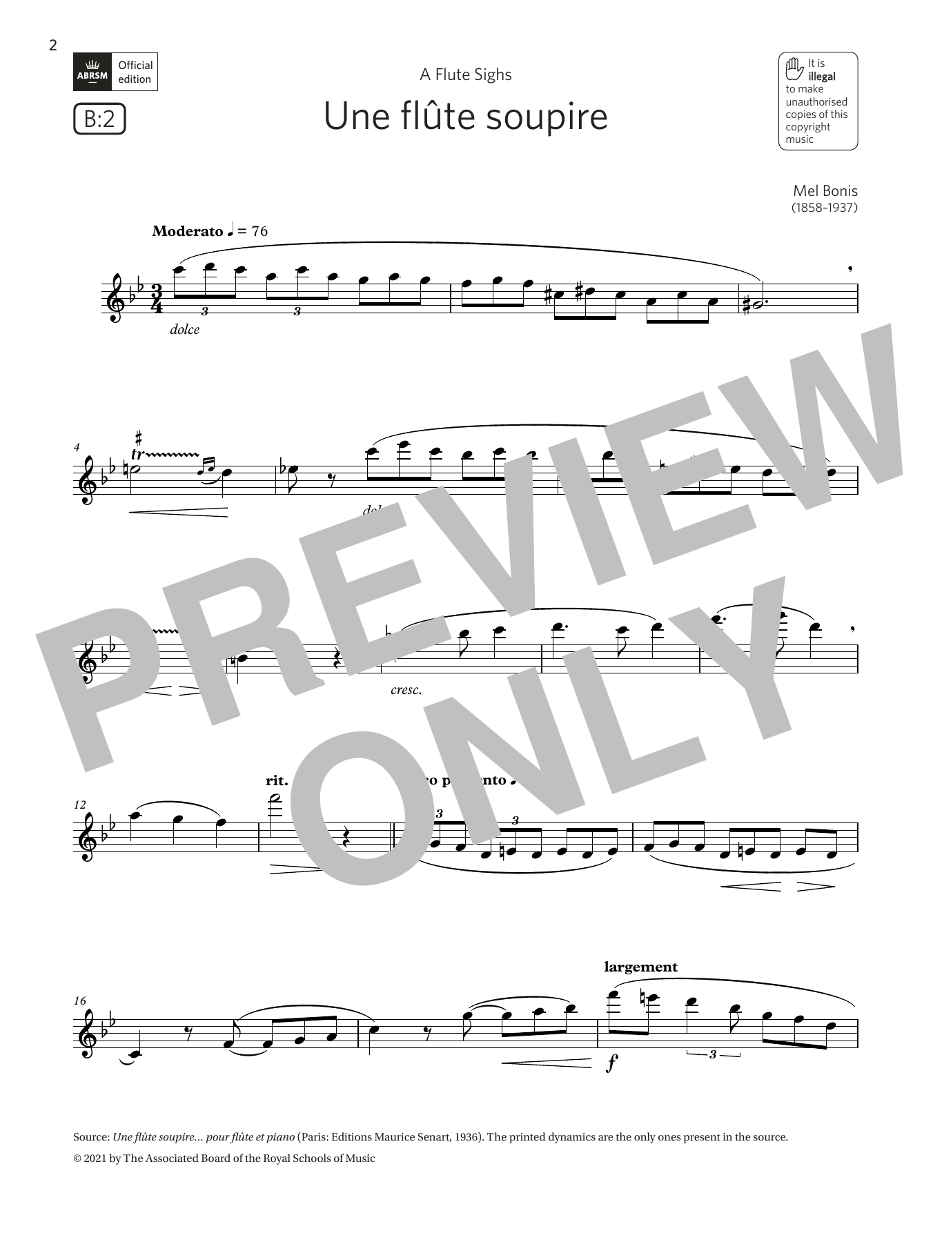 Product gallery: Page 1 of 1 Une flûte soupire (Grade 6 List B2 from the ABRSM Flute syllabus from 2022), Mel Bonis