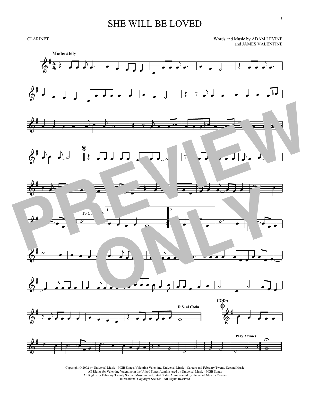 Product gallery: Page 1 of 1 She Will Be Loved, Maroon 5